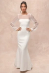 Lulus Immaculate Romance White Sheer Organza Long Sleeve Maxi Dress In White