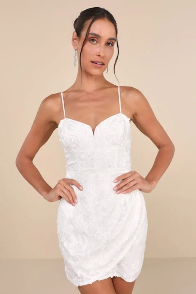 Lulus Immense Elegance White Floral Embroidered Bustier Mini Dress