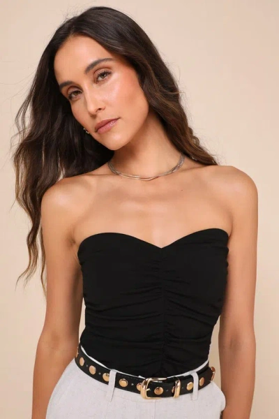 Lulus Immense Perfection Black Ruched Strapless Top