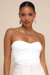Lulus Immense Perfection Ivory Ruched Strapless Top In Ivory