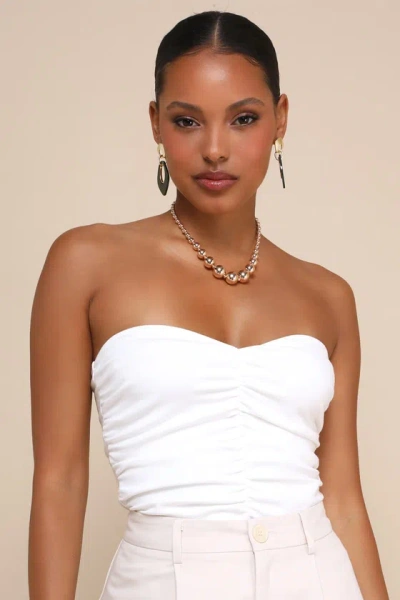 Lulus Immense Perfection Ivory Ruched Strapless Top