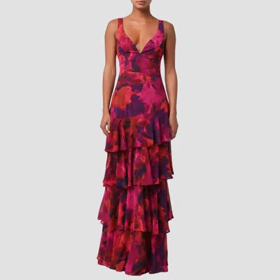 Lulus Imogen Tiered Chiffon Maxi Dress In Pink In Multi