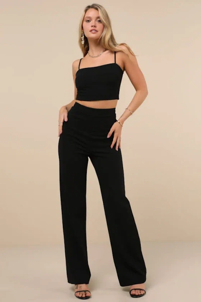 Lulus Impressive Aesthetic Black Wide-leg Two-piece Jumpsuit