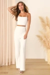 Lulus Impressive Aesthetic Ivory Wide-leg Two-piece Jumpsuit In Ivory