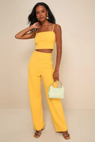 Lulus Impressive Aesthetic Yellow Wide-leg Two-piece Jumpsuit