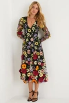 Lulus Impressive Blossom Black 3d Floral Embroidered Midi Dress In Black