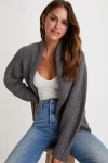 Lulus Impressive Comfort Dark Heather Grey Open-front Knit Cardigan In Dark Heather Grey
