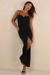 Lulus Impressive Glamour Black Sleeveless Column Maxi Dress In Black