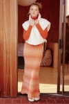 Lulus Impressively Popular Orange Ombre Knit Midi Skirt In Orange