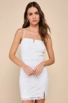 LULUS INCOMPARABLE CHARM WHITE MESH EMBROIDERED SEQUIN MINI DRESS