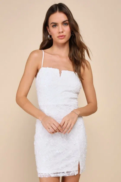Lulus Incomparable Charm White Mesh Embroidered Sequin Mini Dress