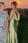Lulus Incredible Love Lime Green Satin Cowl Back Midi Slip Dress In Green