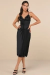 Lulus Incredibly Enchanting Black Two-piece Slip Dress And Corset Set In Black