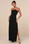 Lulus Infamous Icon Black Strapless Column Maxi Dress In Black