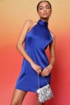 Lulus Infinite Admiration Royal Blue Satin Halter Mini Dress In Royal Blue