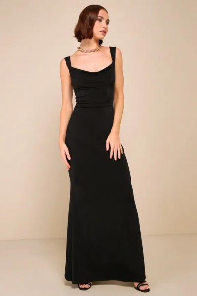 Lulus Inspiring Glamour Black Backless Column Maxi Dress
