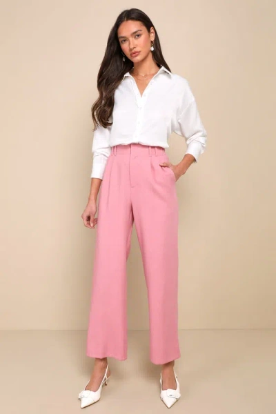 Lulus Inspiring Poise Light Pink High Rise Straight Leg Trouser Pants