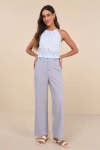 LULUS INSTINCTIVELY ELEVATED SLATE HIGH-RISE BUTTON-FLY WIDE-LEG PANTS