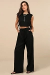 Lulus Irida Black Drawstring Pants