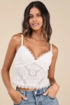 Lulus Irini White Lace Tie-back Cropped Tank Top