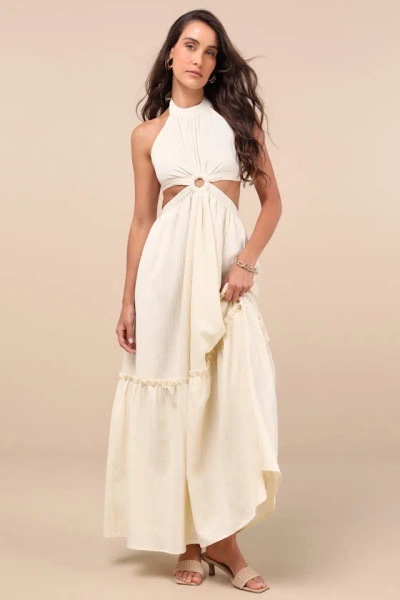 Lulus Island Vacay Cream Tie-back Maxi Dress