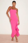 Lulus Iveta Fuchsia Cutout Ruffled Sleeveless Midi Dress