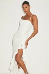 Lulus Iveta White Cutout Ruffled Sleeveless Midi Dress