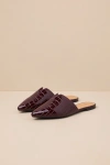 Lulus Jaelyn Cranberry Crocodile Embossed Pointed-toe Slides In Red