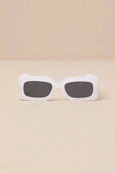 Lulus Jalisa White Square Sunglasses