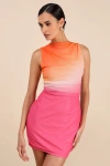 Lulus Jasmijn Pink And Orange Ombre Mesh Sleeveless Mini Dress In Pink