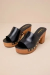Lulus Jaylani Black Platform Mule Sandals In Black