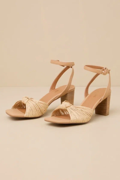 Lulus Jaylea Natural Knotted Ankle Strap High Heel Sandals In Beige