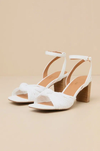 Lulus Jaylea White Knotted Ankle Strap High Heel Sandals