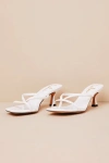 Lulus Jayson White Kitten Heel Strappy Thong Sandals In White