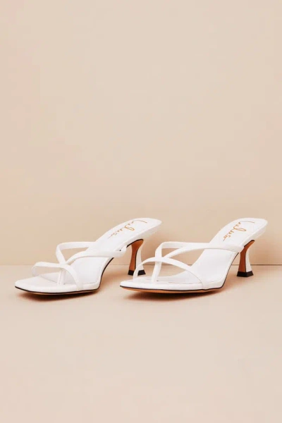 Lulus Jayson White Kitten Heel Strappy Thong Sandals