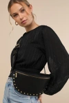 Lulus Jeanni Black Studded Crossbody Bag In Black