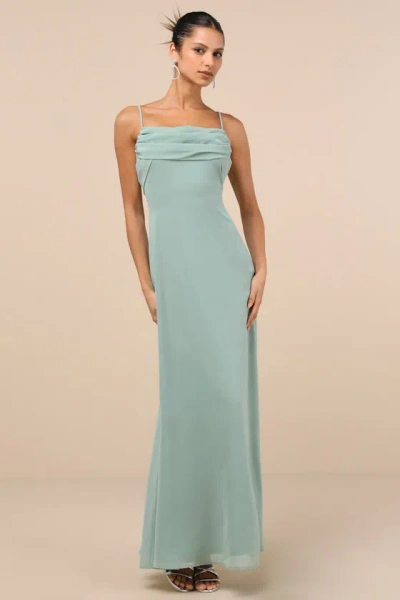 Lulus Jelena Sage Pleated Sleeveless Maxi Dress In Green