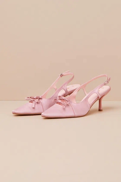 Lulus Jeneva Blush Satin Pointed-toe Slingback Pumps In Pink