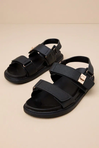 Lulus Jennette Black Strappy Slingback Sandals