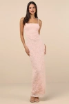 Lulus Joni Light Pink 3d Applique Lace Maxi Dress In Light Pink