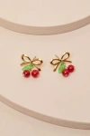 Lulus Joselyn Gold And Red Cherry Stud Earrings