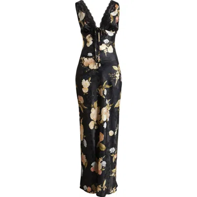 Lulus Judith Floral Jacquard Satin Slipdress In Multi