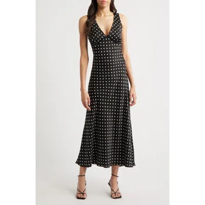 Lulus Julia Polka Dot Slipdress In Black/white