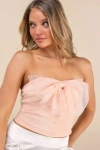 Lulus Julietta Blush Pink Tulle Bow Crop Top In Blush Pink