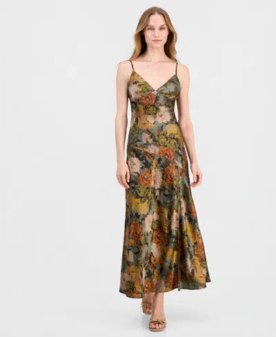 Lulus Juniors' Carreta Midi Slip Dress In Military