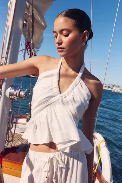 Lulus Kadri White Peplum Halter Top