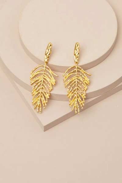 Lulus Kaede Gold Leaf Drop Earrings
