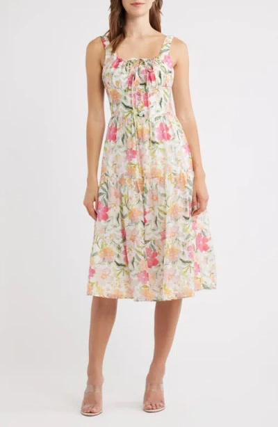 Lulus Kai Floral Print Sleeveless Midi Dress In Multi