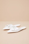Lulus Kally White Satin Knotted Mule Flats In White