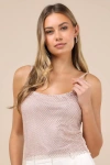 Lulus Kanha Champagne Rhinestone Cami Crop Top In Champagne